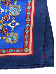 Fazzoletto da taschino blu elettrico in pura seta stampata MAFFEI