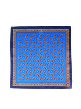 Fazzoletto da taschino blu elettrico in pura seta stampata MILAGO