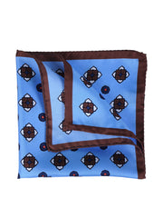 Fazzoletto da taschino celeste in pura seta stampata ALMA