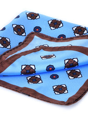 Fazzoletto da taschino celeste in pura seta stampata ALMA