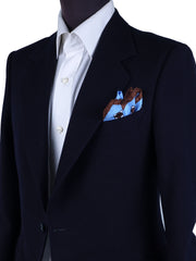 Fazzoletto da taschino celeste in pura seta stampata ALMA