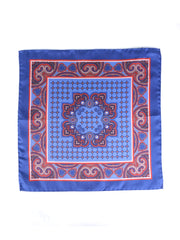 SALVIO light blue printed pure silk pocket square