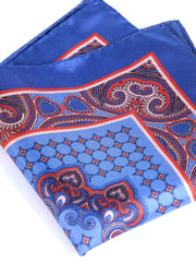 SALVIO light blue printed pure silk pocket square