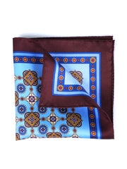 Fazzoletto da taschino celeste in pura seta stampata MAFFEI