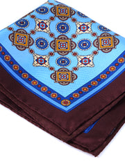 Fazzoletto da taschino celeste in pura seta stampata MAFFEI