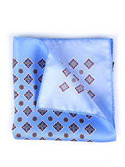 Fazzoletto da taschino celeste in pura seta stampata HOFFMAN