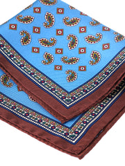 Fazzoletto da taschino celeste in pura seta stampata MILAGO