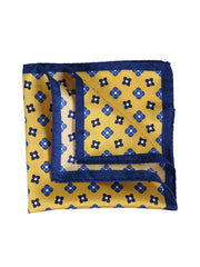 Fazzoletto da taschino giallo in pura seta stampata ENEA