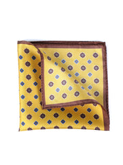 Fazzoletto da taschino giallo in pura seta stampata KARMA