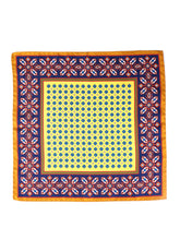 Fazzoletto giallo da taschino in pura seta stampata ROSARIO