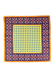 Fazzoletto giallo da taschino in pura seta stampata ROSARIO