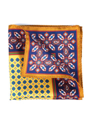 Fazzoletto giallo da taschino in pura seta stampata ROSARIO