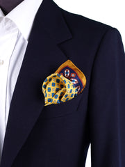 Fazzoletto giallo da taschino in pura seta stampata ROSARIO