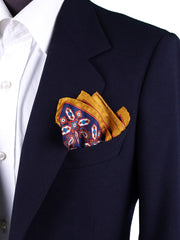 Fazzoletto giallo da taschino in pura seta stampata ROSARIO