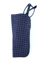 Portaocchiali blu scuro in seta stampata