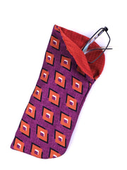 Portaocchiali viola BATALA in seta stampata