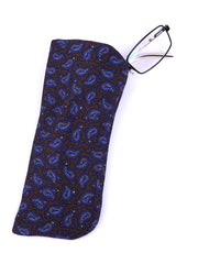 Portaocchiali marrone in seta stampata