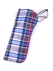 Portaocchiali scozzese multicolor in seta jacquard
