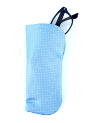 Porta occhiali in seta stampata inglese Celeste