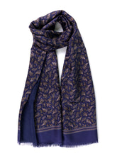 Sciarpa doppiata in seta\lana stampata PRICE blu