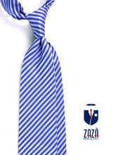 Cravatta 3 pieghe RIGOLA in seta tessuta blu