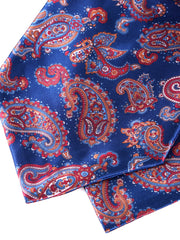 Ascot doppia punta blu in seta raso stampata RONALD