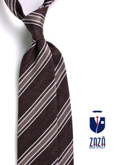 Cravatta 3 pieghe ROSARY seta lino marrone