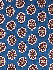 Cravatta 3 pieghe ROUGE in seta stampata blu avion