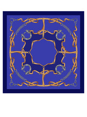 Foulard blu elettrico 90x90 cm in seta stampata REINS