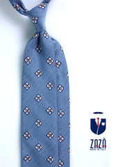 SABRY skyblue jacquard silk 3 Fold necktie
