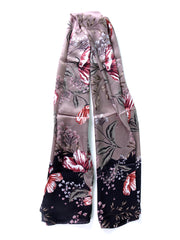 Sciarpa stola beige in pura seta raso stampata VALENTINE