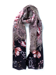 Sciarpa stola beige in pura seta raso stampata VALENTINE