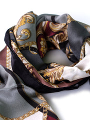 Sciarpa stola beige/grigio in pura seta stampata BERENIKE