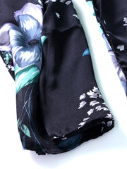 Sciarpa stola nera in pura seta raso stampata BARBERA