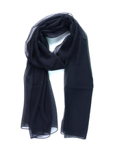 Sciarpa nera in pura seta georgette PERLA