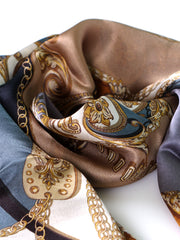 Sciarpa stola verde/beige in pura seta stampata BERENIKE