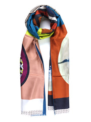 Sciarpa Grigio in pura seta stampata doppiata con lana Ottanio ETNICA