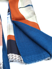 Sciarpa Grigio in pura seta stampata doppiata con lana Ottanio ETNICA