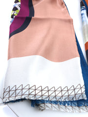 Sciarpa Grigio in pura seta stampata doppiata con lana Ottanio ETNICA