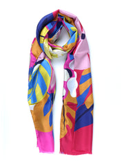 ETHNIC Multicolor Printed Pure Silk Scarf