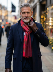 100% Silk Double Scarf VORTE2 Red/Dark Red