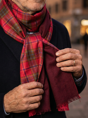 100% Silk Double Scarf VORTE2 Red/Dark Red