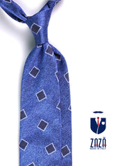 Cravatta 3 pieghe SEAL in seta jacquard Blu