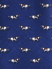 SEGUGIO 3-Fold Blue Tie in English Printed Challis Wool