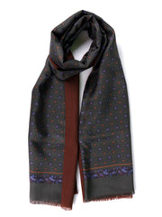 Sciarpa doppiata in seta\lana stampata SPORTY verde