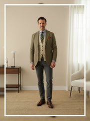 Cravatta verde 3 Pieghe SEGUGIO in seta stampata inglese