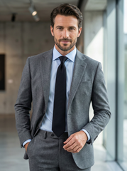 TINA 3-Fold Black Wool/Silk Tie