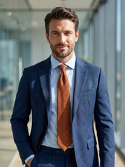 TINA 3-Fold Orange Wool/Silk Tie