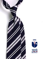 Cravatta 3 pieghe TITANIO seta jacquard blu scuro