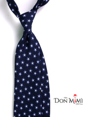 Cravatta 3 Pieghe blu scuro TWINORIS seta stampata inglese